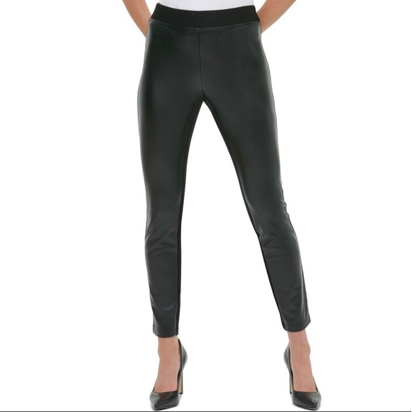Tommy Hilfiger Pants - New TH faux leather front black pants / Tommy Hilfiger